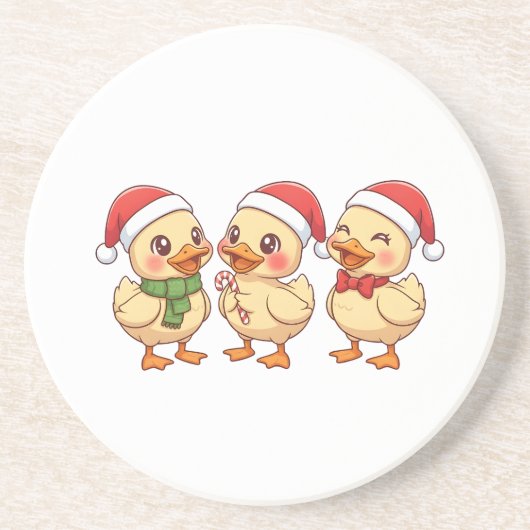 Cute Kawaii Christmas Ducks | Festive Holiday Getränkeuntersetzer (Vorne)