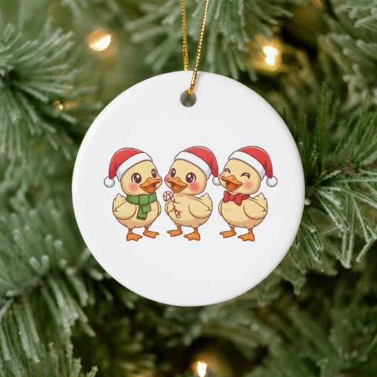 Cute Kawaii Christmas Ducks | Festive Holiday Keramik Ornament (Baum)