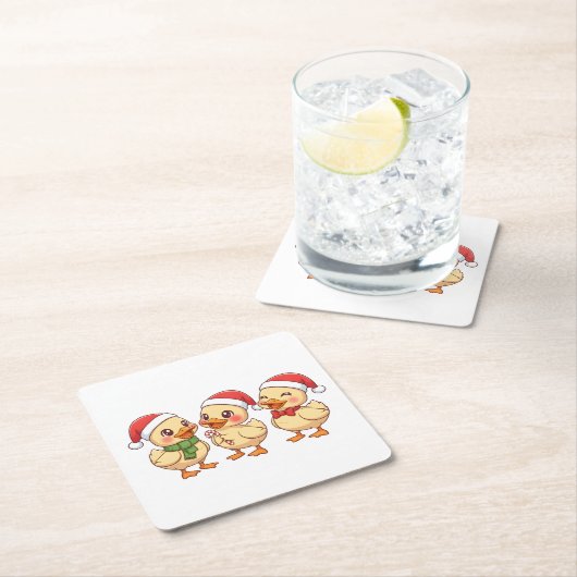 Cute Kawaii Christmas Ducks | Festive Holiday Rechteckiger Pappuntersetzer (Vor Ort)