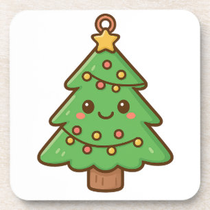 Cute Kawaii Christmas Tree Shirt • Cute Holiday Gi Getränkeuntersetzer