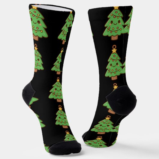 Cute Kawaii Christmas Tree Shirt • Cute Holiday Gi Socken (Gewinkelt)