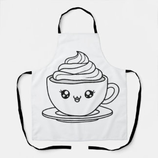 Cute Kawaii Coffee Cup Illustration Schürze