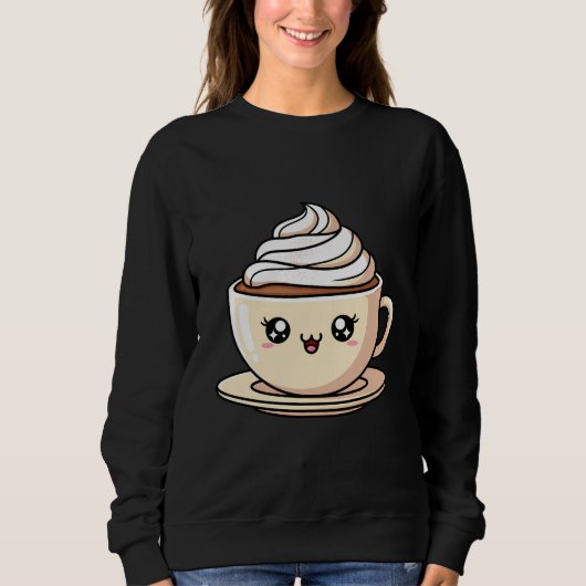 Cute Kawaii Coffee Cup Illustration Sweatshirt (Vorderseite)