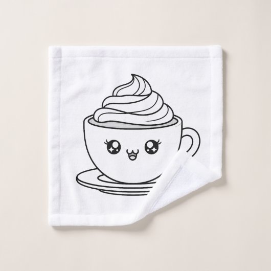 Cute Kawaii Coffee Cup Illustration Waschlappen (Waschlappen)
