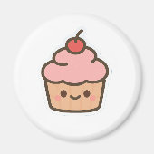 Cute Kawaii Cupcake Magnet – Happy Dessert Illustr (Vorne)
