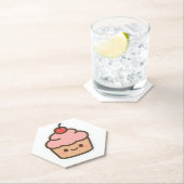Cute Kawaii Cupcake with Cherry – Happy Face Carto Untersetzer (Vor Ort)