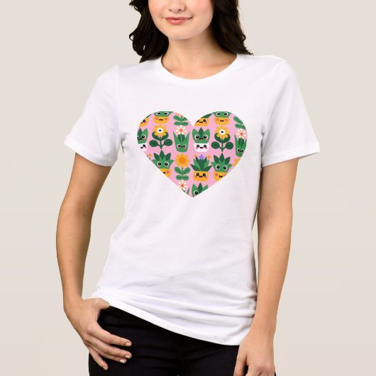 Cute Kawaii Customizable Pot Plant Print Tri-Blend Shirt (Vorderseite)