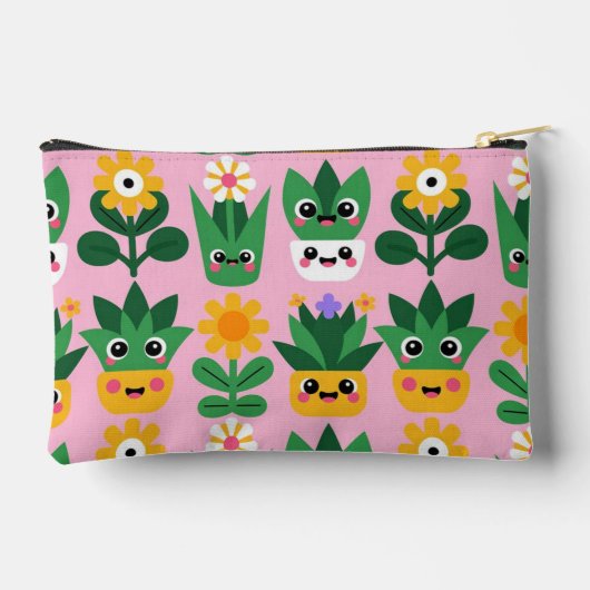 Cute Kawaii Customizable Pot Plant Print Zubehörtasche (Rückseite)