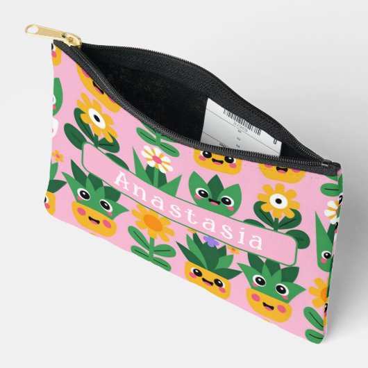 Cute Kawaii Customizable Pot Plant Print Zubehörtasche (Offen)