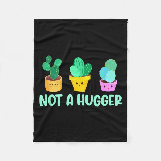 Cute Kawaii Do Not Hug I'm Not A Hugger Cactus Fleecedecke (Vorderseite)