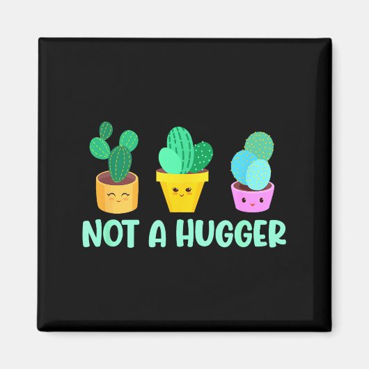 Cute Kawaii Do Not Hug I'm Not A Hugger Cactus Magnet (Vorne)