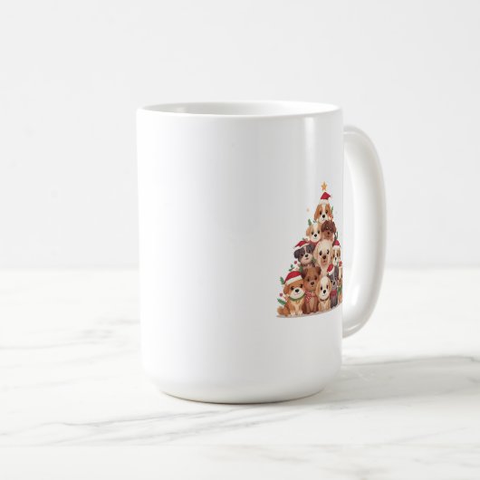Cute Kawaii Dog Christmas Tree – Funny Holiday Pet Kaffeetasse (VorderseiteRechts)