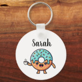 Cute Kawaii Donut Lovers Personalized Keychain Schlüsselanhänger (Vorderseite)
