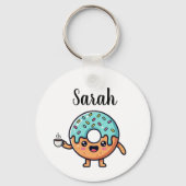 Cute Kawaii Donut Lovers Personalized Keychain Schlüsselanhänger (Rückseite)