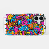 Cute Kawaii Drip Monster Pattern iPhone 16 case Hülle (Rückseite (Horizontal))