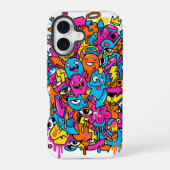 Cute Kawaii Drip Monster Pattern iPhone 16 case Hülle (Rückseite)