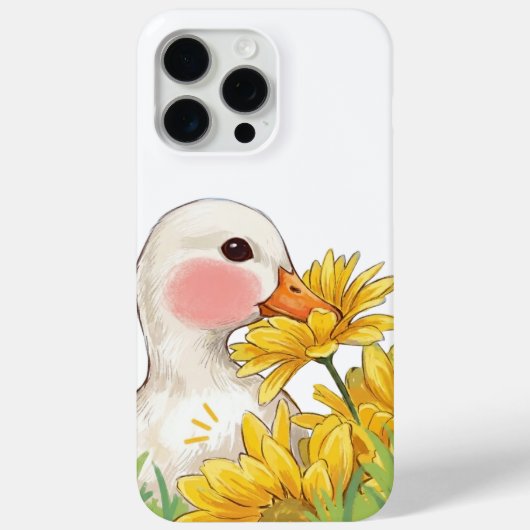 Cute Kawaii Duck with Yellow Flowers Case-Mate iPhone Hülle (Rückseite)