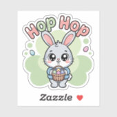 Cute Kawaii Easter Bunny Hop Illustration Aufkleber (Blatt)