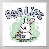 Cute Kawaii Easter Egg Life Bunny Illustration Poster (Vorne)