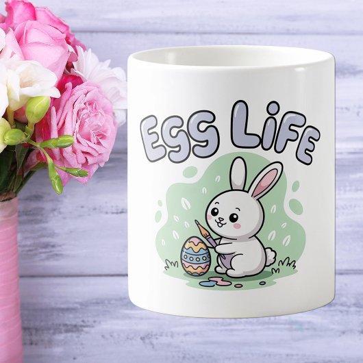 Cute Kawaii Egg Life Easter Bunny Illustration Kaffeetasse