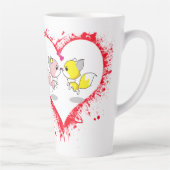 Cute Kawaii Foxes Kissing Heart Splatter Mug Milchtasse (Rechts)