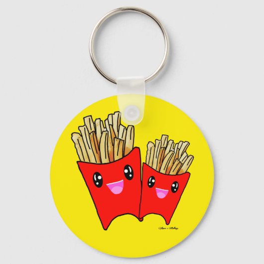 cute kawaii French fries foodie Schlüsselanhänger (Vorderseite)