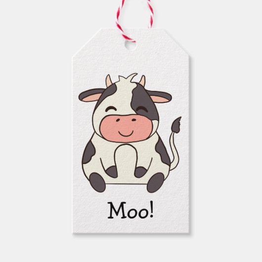 Cute Kawaii Friendly Cow Moo! Geschenkanhänger (Vorderseite)