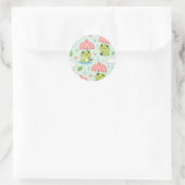 Cute Kawaii Frog Heart Umbrella Pattern Runder Aufkleber (Tasche)