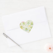 Cute Kawaii Frog Pattern | Green Pastel Herz-Aufkleber (Umschlag)