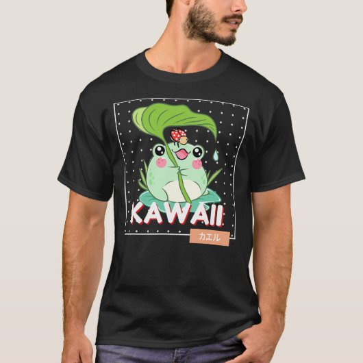 Cute Kawaii Frog With Ladybug Anime Kawaii Japanes T-Shirt (Vorderseite)