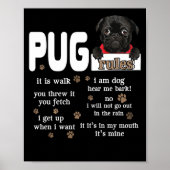Cute Kawaii Funny Black Pug Dog Rules Gifts Poster (Vorne)