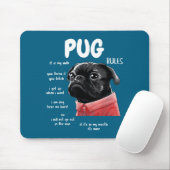 Cute Kawaii Funny Black Pug Dog Rules Men Women Ki Mousepad (Mit Mouse)