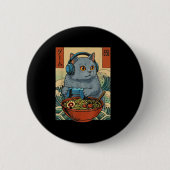 Cute Kawaii Gamer Cat Funny Ramen Retro Japanese C Button (Vorderseite)