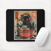 Cute Kawaii Gamer Cat Funny Ramen Retro Japanese C Mousepad (Mit Mouse)