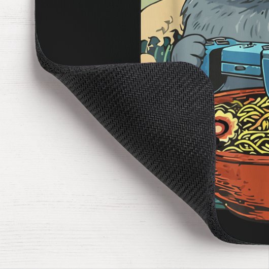 Cute Kawaii Gamer Cat Funny Ramen Retro Japanese C Mousepad (Ecke)