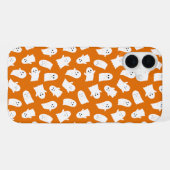 Cute Kawaii Ghost Pattern on Orange Background  iPhone Hülle (Rückseite (Horizontal))
