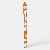 Cute Kawaii Ghost Pattern on Orange Background  iPhone Hülle (Linke Seite)