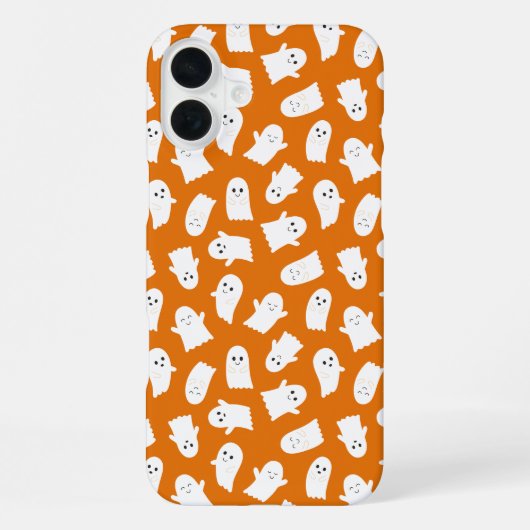 Cute Kawaii Ghost Pattern on Orange Background  iPhone Hülle (Rückseite)