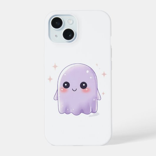 Cute Kawaii Ghost Phone Case | Pastel Halloween iPhone 15 Hülle (Rückseite)