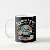 Cute Kawaii Globe with Compass – Funny Geography Kaffeetasse (Links)