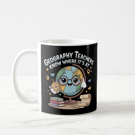 Cute Kawaii Globe with Compass – Funny Geography Kaffeetasse (Links)