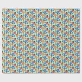 Cute Kawaii Green Orange Blue Fruit Gender Neutral Geschenkpapier