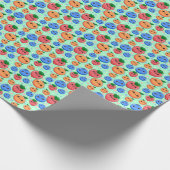 Cute Kawaii Green Orange Blue Fruit Gender Neutral Geschenkpapier (Ecke)
