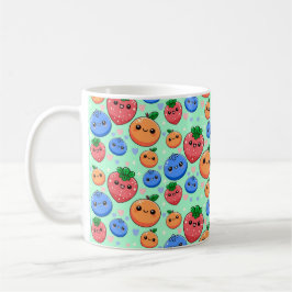 Cute Kawaii Green Orange Blue Fruit Kaffeetasse
