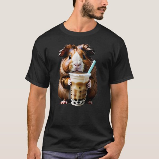 Cute Kawaii Guinea pig Drinking Boba Bubble Milk T T-Shirt (Vorderseite)