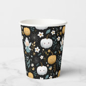 Cute Kawaii Halloween Fairy and Pastel Pumpkins Pappbecher (Rückseite)