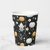 Cute Kawaii Halloween Fairy and Pastel Pumpkins Pappbecher (Rechts)