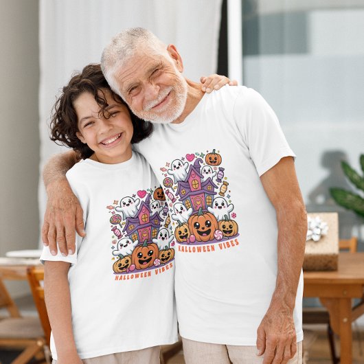 Cute Kawaii Halloween Vibes | Ghosts & Pumpkins T-Shirt