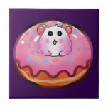 Cute Kawaii Hamster in Pink Frosted Donut Art Fliese<br><div class="desc">Satisfy your sweet tooth with this incredibly cute hamster and donut design! The artwork showcases a cheerful little hamster peeking out from the hole of a huge, glossy pink donut complete with colorful sprinkles. This fun, kawaii-style illustration is perfect for children's clothing, sweet birthday party invitations, cute stickers, or as...</div>