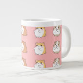 Cute Kawaii Hamster Pattern Coffee Mug - Pink Aest Jumbo-Tasse (Vorderseite Rechts)